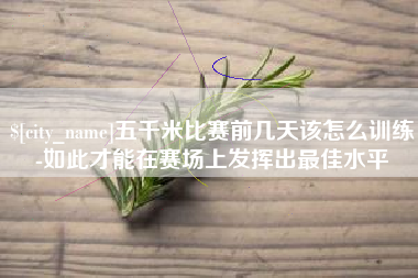 襄阳五千米比赛前几天该怎么训练-如此才能在赛场上发挥出最佳水平