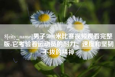 襄阳男子5000米比赛视频观看完整版-它考验着运动员的耐力、速度和坚韧不拔的精神